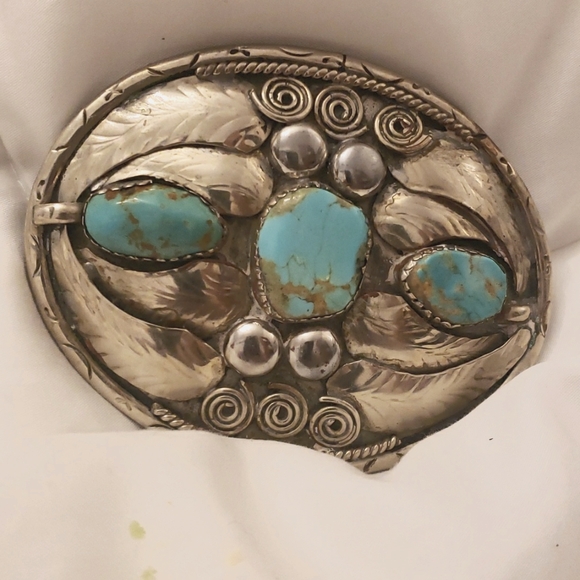 Navajo.925 Sterling Silver Belt Buckle 4in width 2 1/2 height - Picture 1 of 2